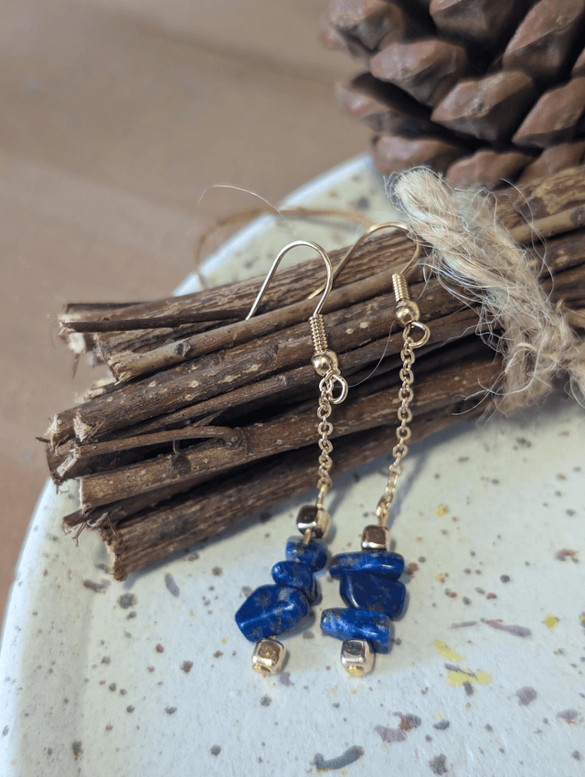Boucles d'oreilles Lapis Lazuli - Perle Chips 