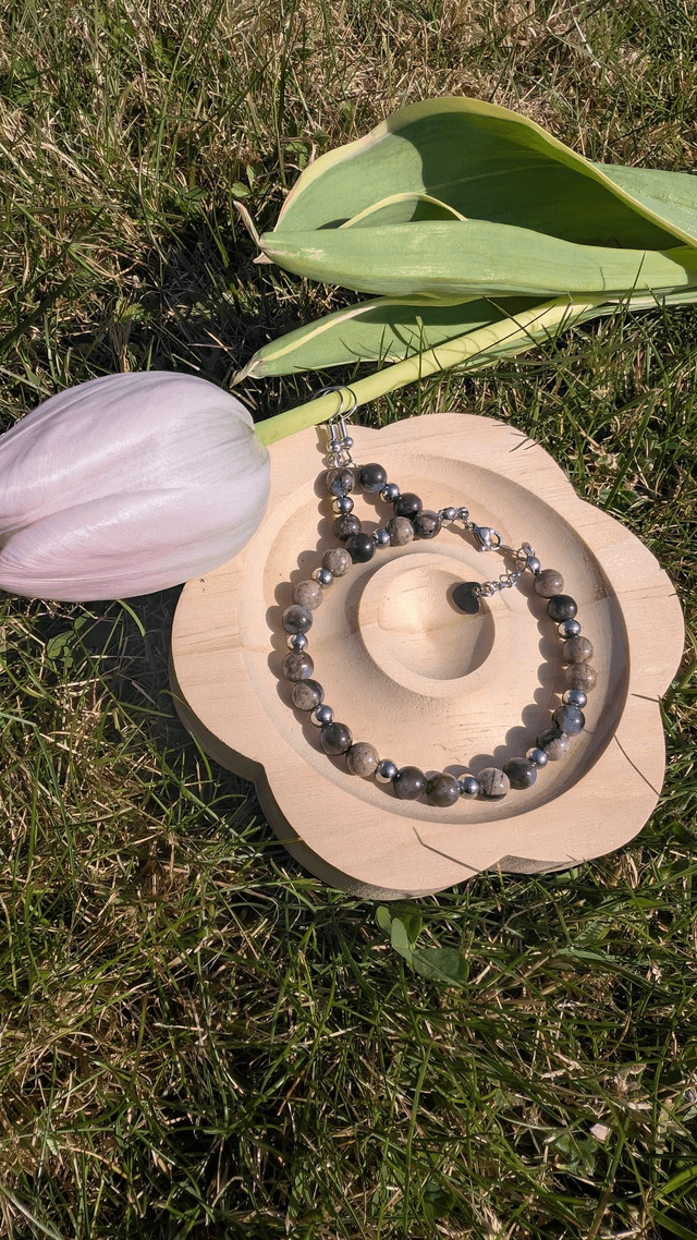 Bracelet perle de glaucophane 