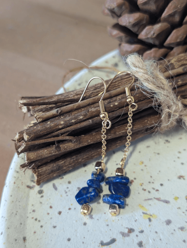 Boucles d&#039;oreilles Lapis Lazuli - Perle Chips 