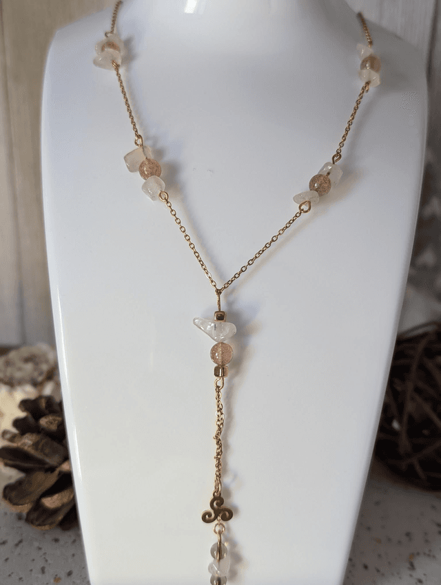 Collier 3 pierres de quartz 