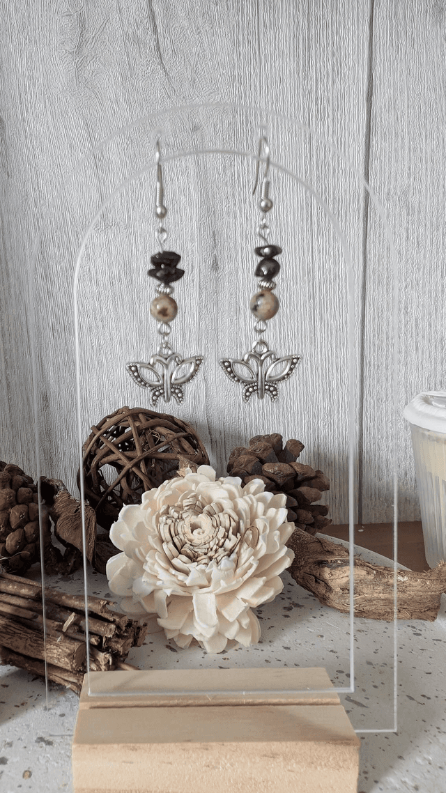 Boucles d&#039;oreilles Jaspe k2 et Tourmaline 