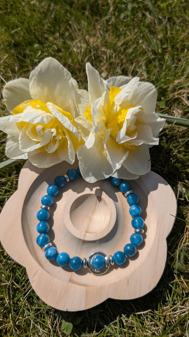 Bracelet perle apatite bleue 