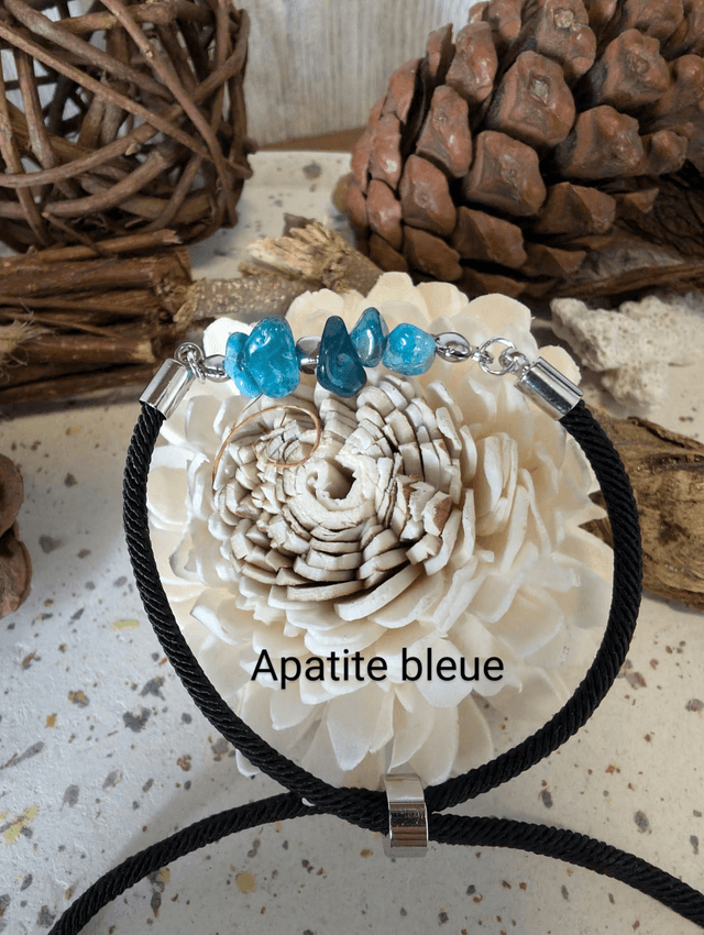 Bracelet cordon Chips Apatite bleue 