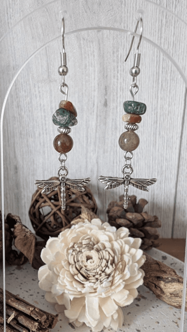 Boucles d&#039;oreilles Agate indienne 